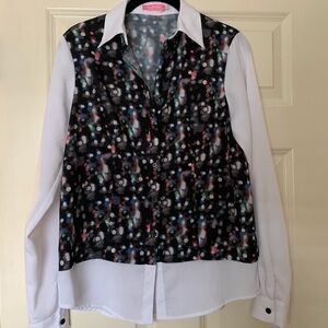 Isaac Mizrahi Colorful Long Sleeve Blouse Small